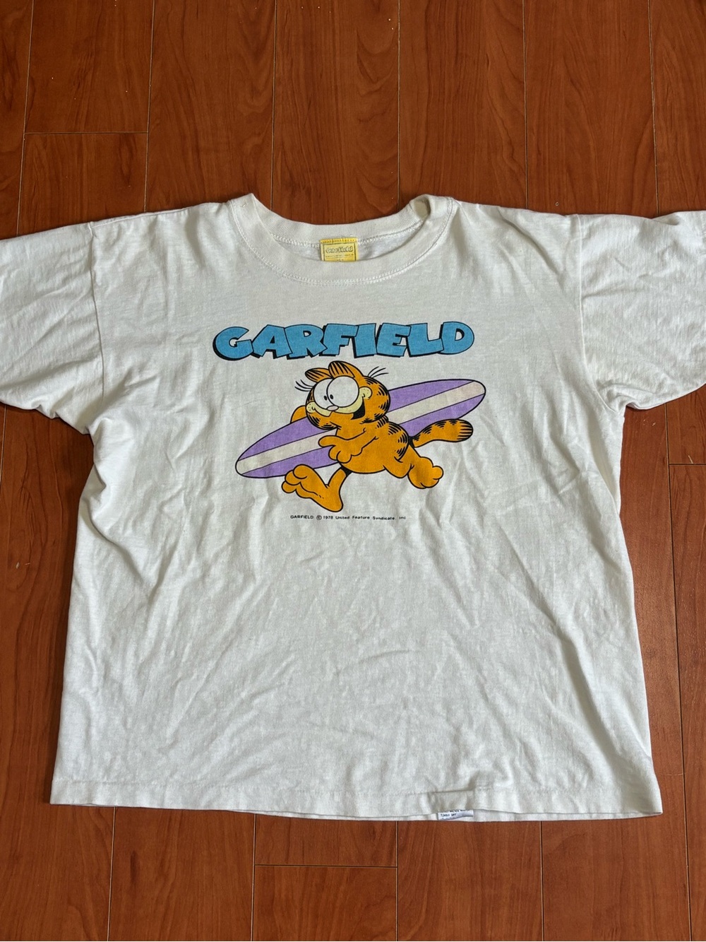 Vintage 1978 Garfield Surfboard White Graphic Single Stitch- T-Shirt